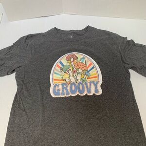 George Brand Men’s Gray Groovy Graphics Hippie Long Sleeve Polo Shirt Size LG